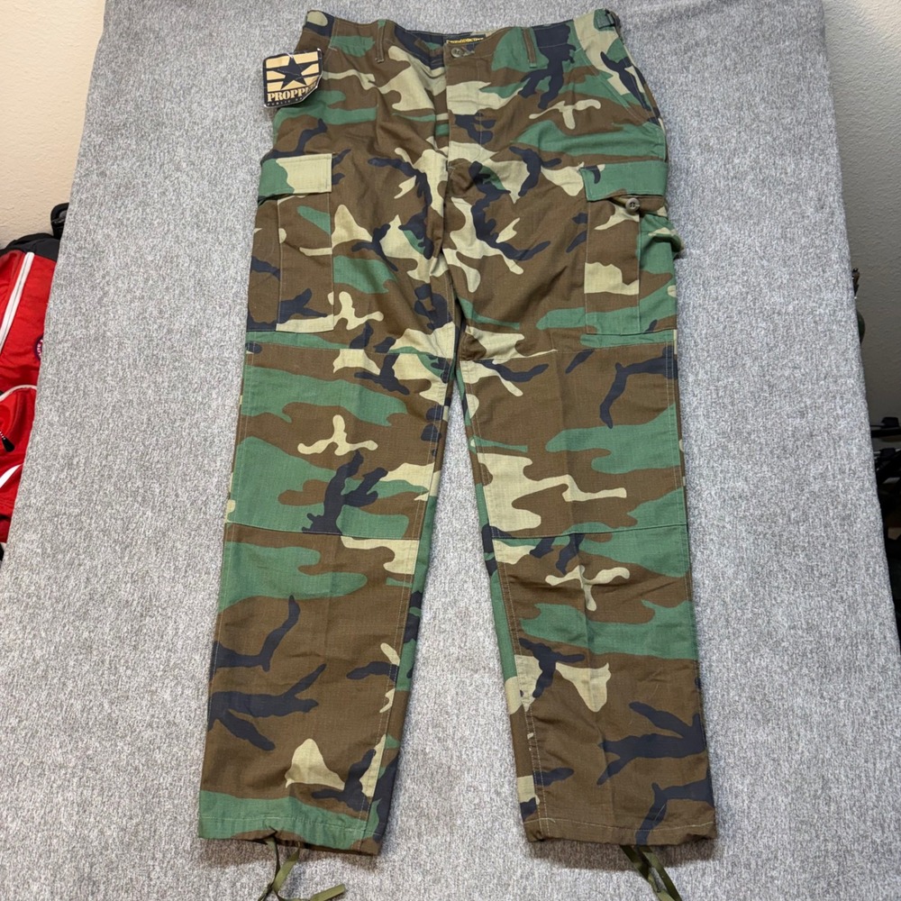 Propper Woodland Camo BDU Cargo Pants Mens Large Long Ripstop Tactical 1204